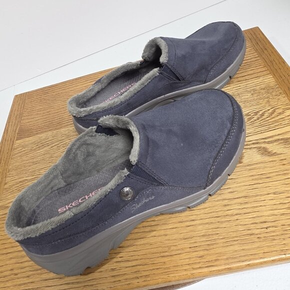 Skechers Clog Shoes Womens Size 6 Suede Faux Fur Slip On Slippers Memory Foam - Picture 5 of 9